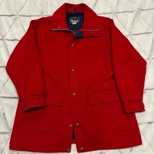 Woolrich VTG Red 90s Wool Coat Jacket 100% Wool Lined Size Large Women’s Farm